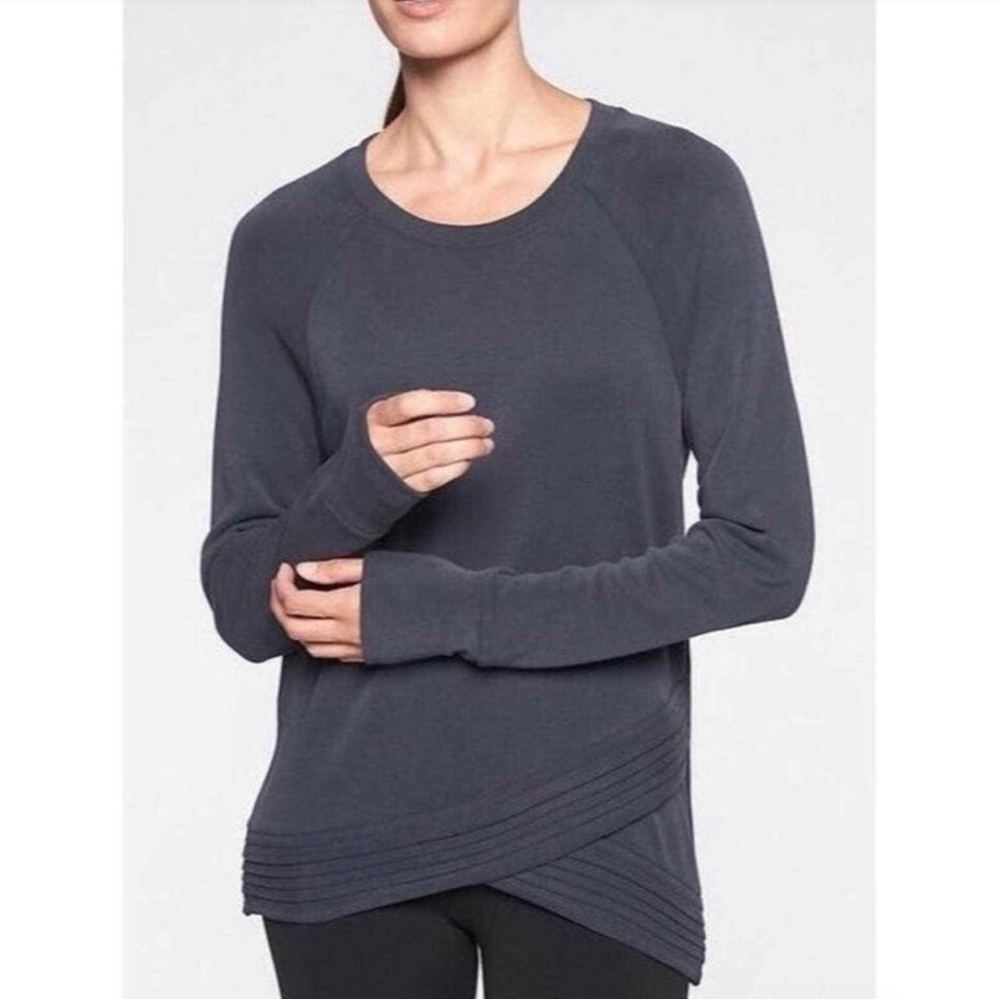 Athleta Criss Cross Serenity Sweatshirt Crewneck Navy Blue